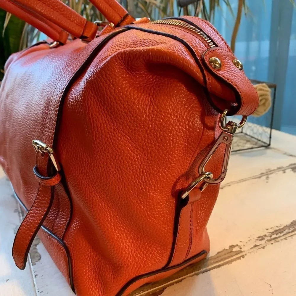 Ora Delphine Orange and Gold leather Purse